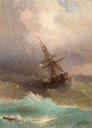 Ship in the Stormy Sea Ivan Aivazovsky